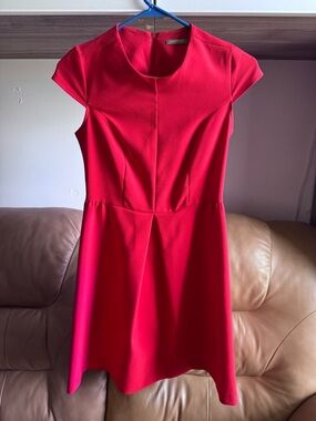 Oasis Red Cap-Sleeve Fit & Flare Mini Dress